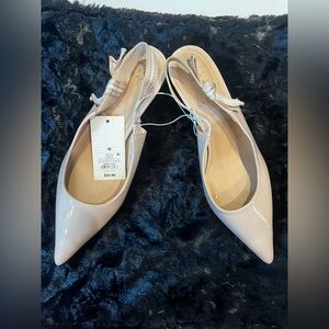 a new day Patent Pointed Slingback short heels in Blush Nude